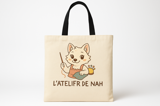 Tote bag verso avec le vrai logo L'ATELIER DE NAH