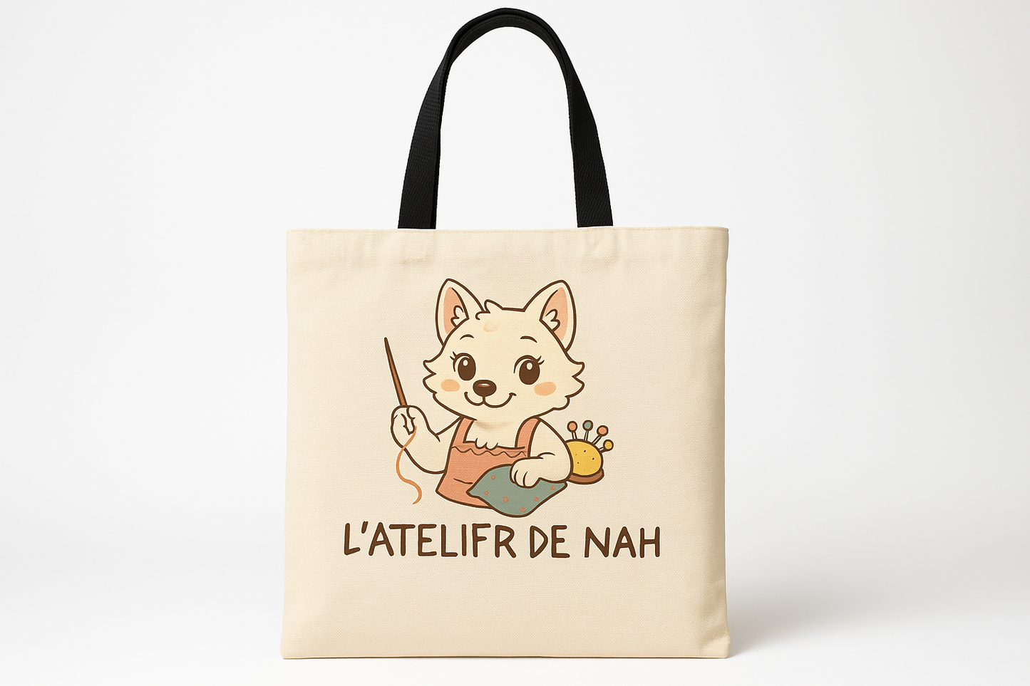 Tote bag verso avec le vrai logo L'ATELIER DE NAH